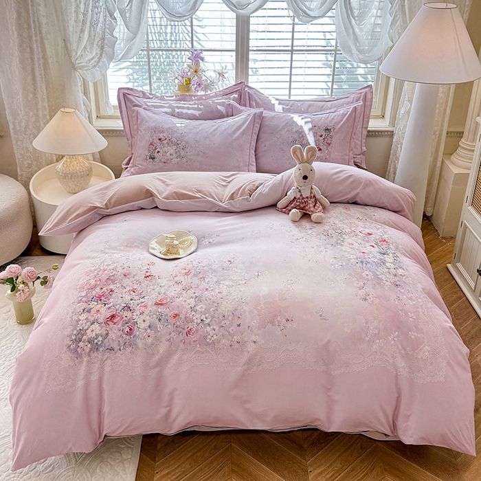 91家纺网 家纺一手货源 找家纺 （总）巧玲珑 2025新款100%数码印花生态AB版四件套