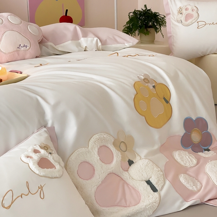 91家纺网 家纺一手货源 找家纺 （总）星野 2025新款陶瓷磨毛四件套-爪爪日记