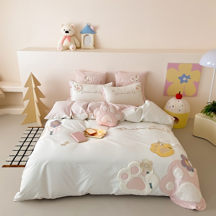 （总）星野 2025新款陶瓷磨毛四件套-爪爪日记