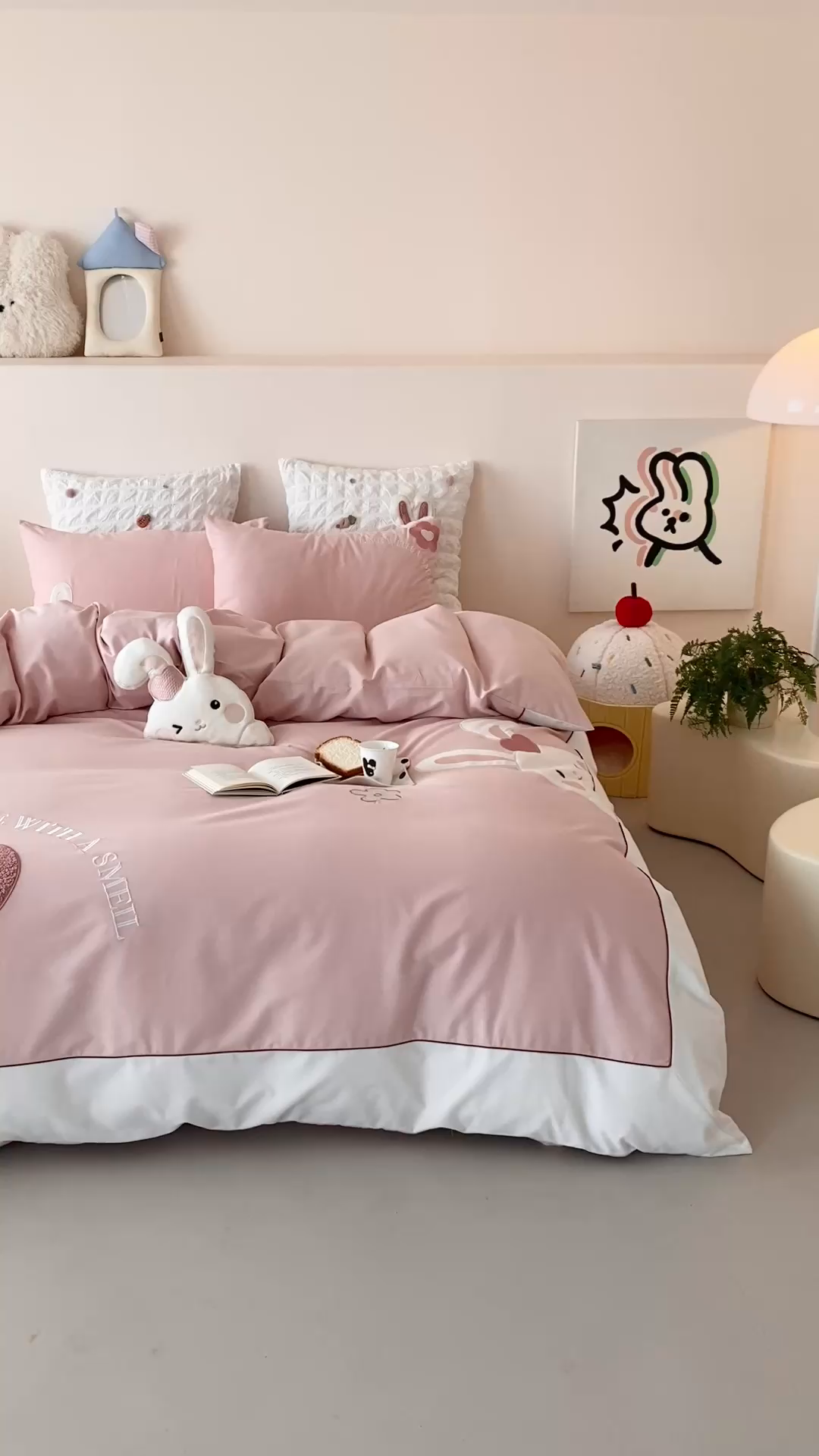 91家纺网 家纺一手货源 找家纺 （总）星野 2025新款陶瓷磨毛四件套-许愿兔