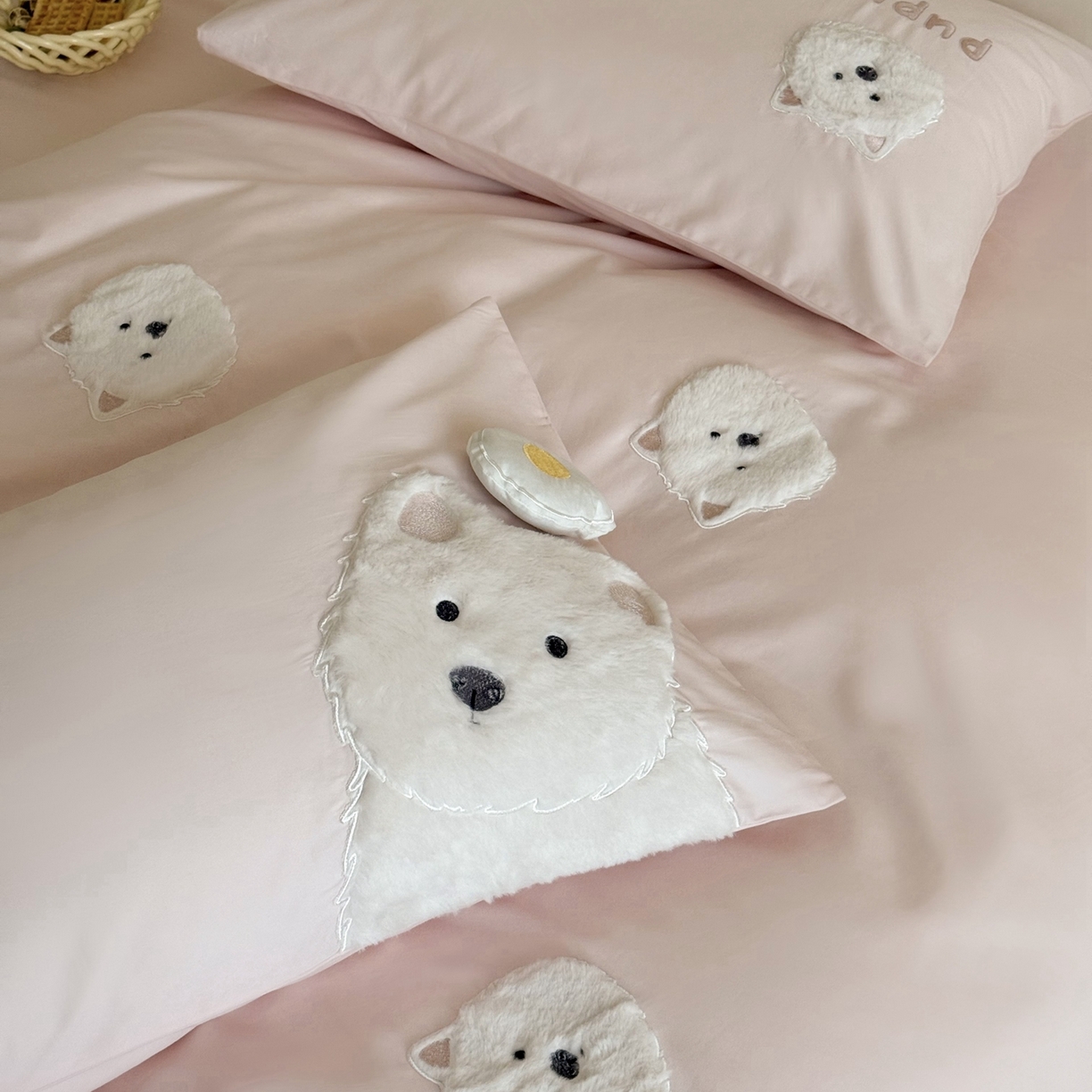 91家纺网 家纺一手货源 找家纺 （总）鹿班家居 2025年新款秋冬款100S全棉纯棉磨毛贴布绣系列四件套-奶油大白（标准会员-20元）