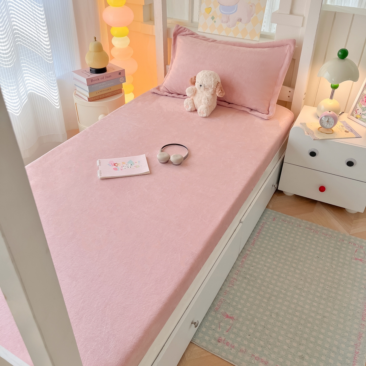 91家纺网 家纺一手货源 找家纺 多乐家纺 2025新款高克重牛奶绒学生床床笠 绒-藕粉