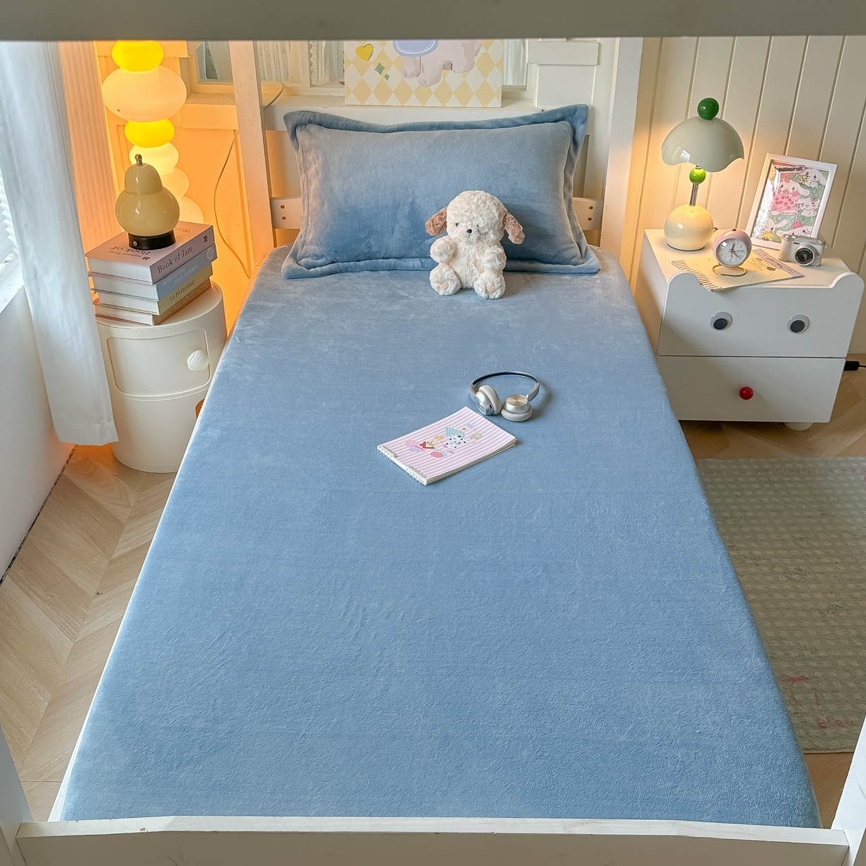 91家纺网 家纺一手货源 找家纺 多乐家纺 2025新款高克重牛奶绒学生床床笠 绒-黛蓝