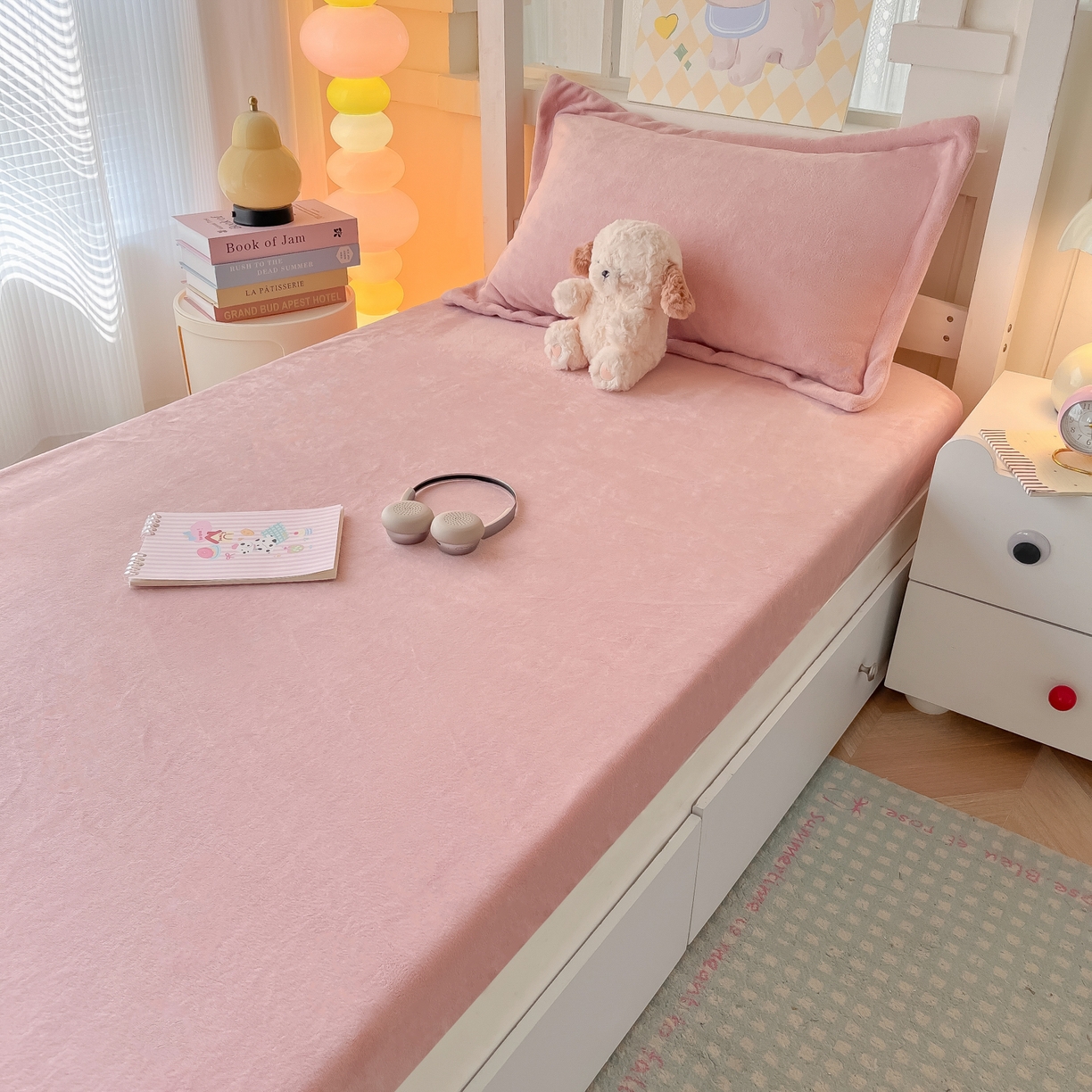 91家纺网 家纺一手货源 找家纺 多乐家纺 2025新款高克重牛奶绒学生床床笠 绒-藕粉