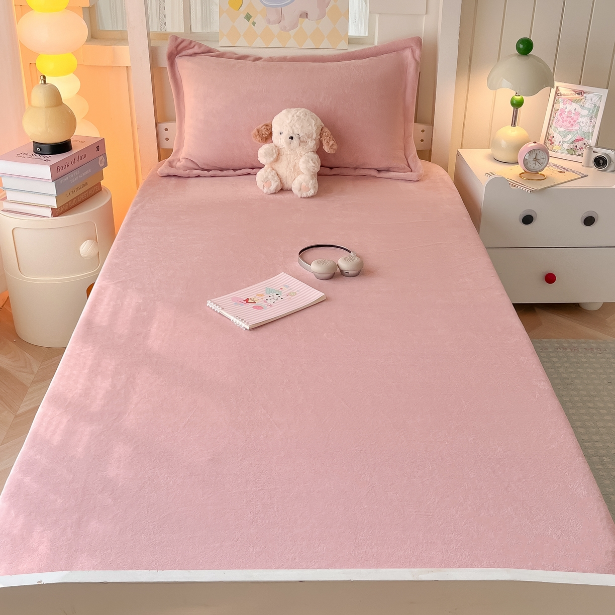 91家纺网 家纺一手货源 找家纺 多乐家纺 2025新款高克重牛奶绒学生床床笠 绒-藕粉