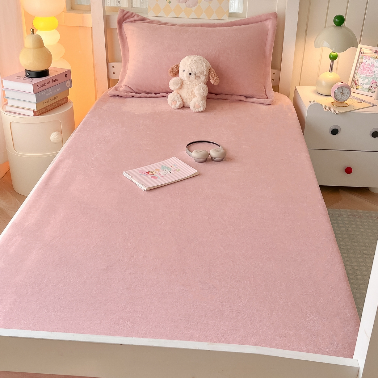 91家纺网 家纺一手货源 找家纺 多乐家纺 2025新款高克重牛奶绒学生床床笠 绒-藕粉