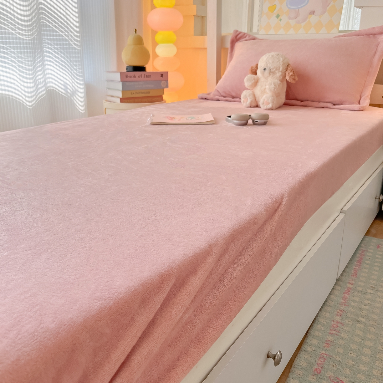 91家纺网 家纺一手货源 找家纺 多乐家纺 2025新款高克重牛奶绒学生床床笠 绒-藕粉