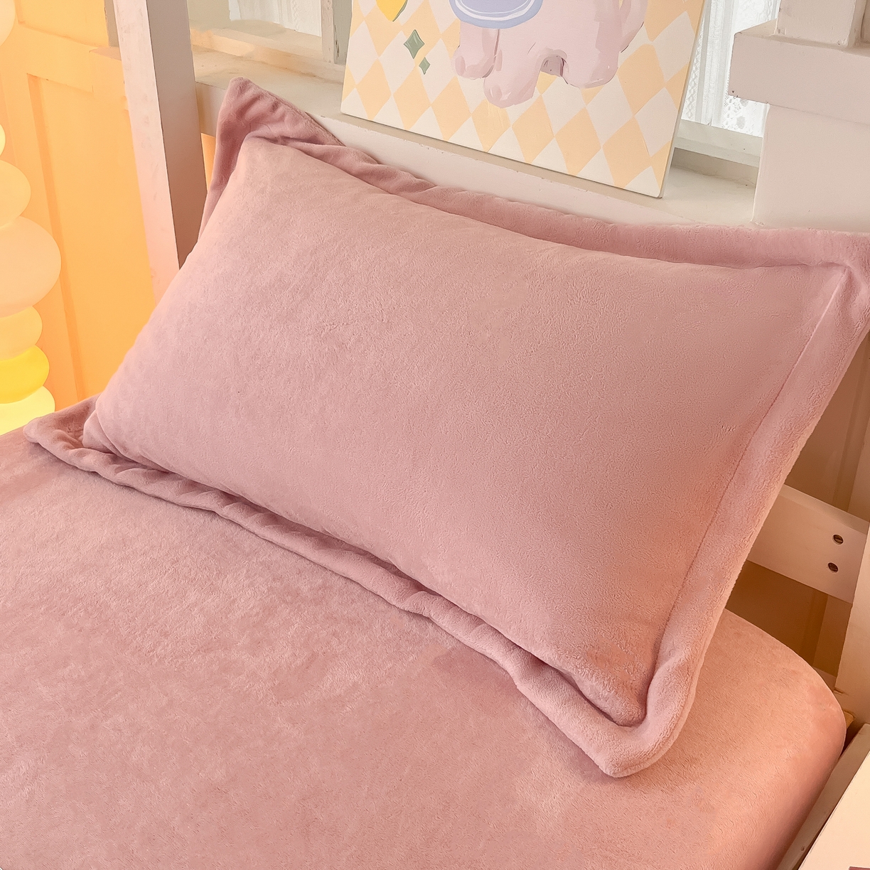 91家纺网 家纺一手货源 找家纺 多乐家纺 2025新款高克重牛奶绒学生床床笠 绒-藕粉