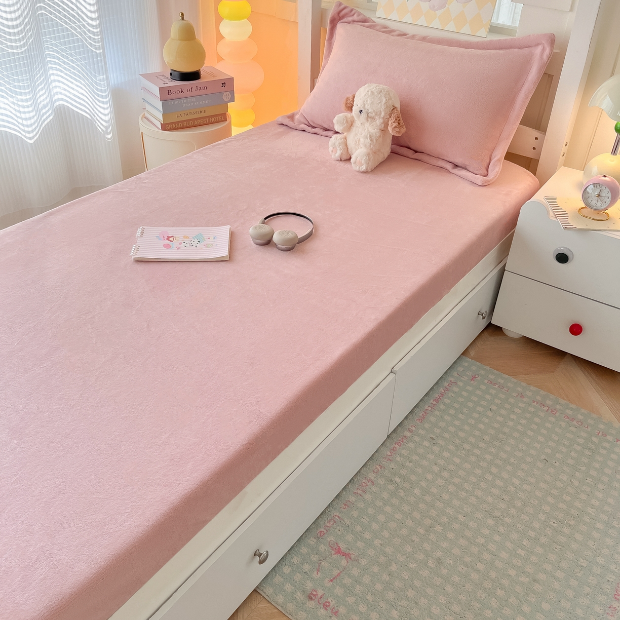 91家纺网 家纺一手货源 找家纺 多乐家纺 2025新款高克重牛奶绒学生床床笠 绒-藕粉