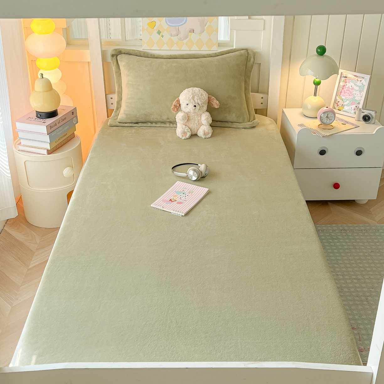 91家纺网 家纺一手货源 找家纺 多乐家纺 2025新款高克重牛奶绒学生床床笠 绒-橄榄绿