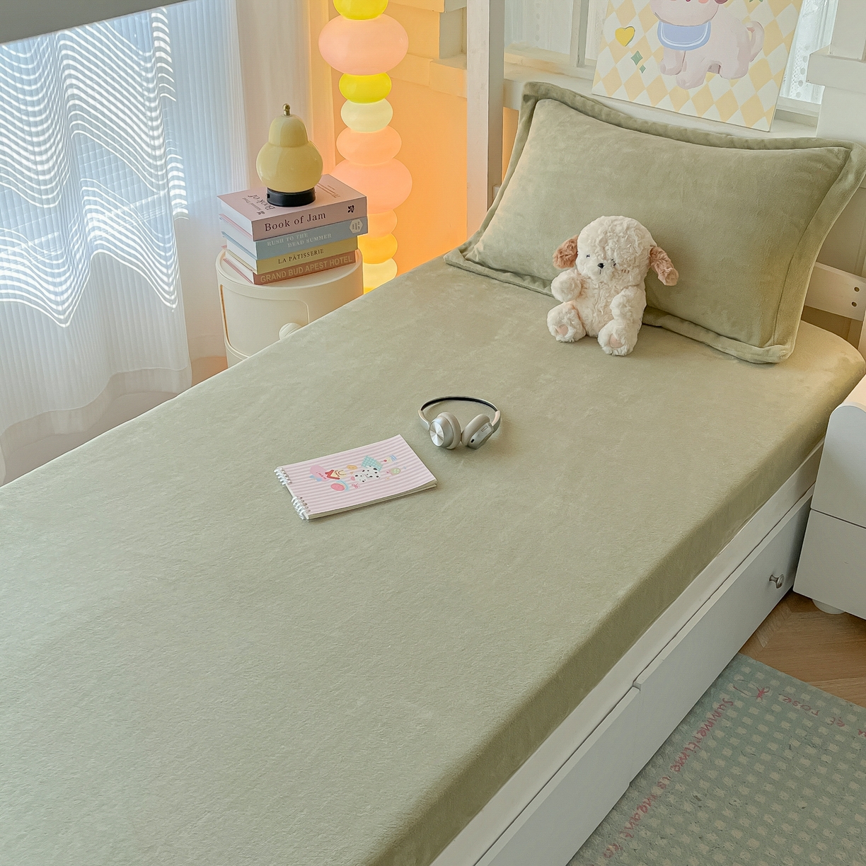 91家纺网 家纺一手货源 找家纺 多乐家纺 2025新款高克重牛奶绒学生床床笠 绒-橄榄绿