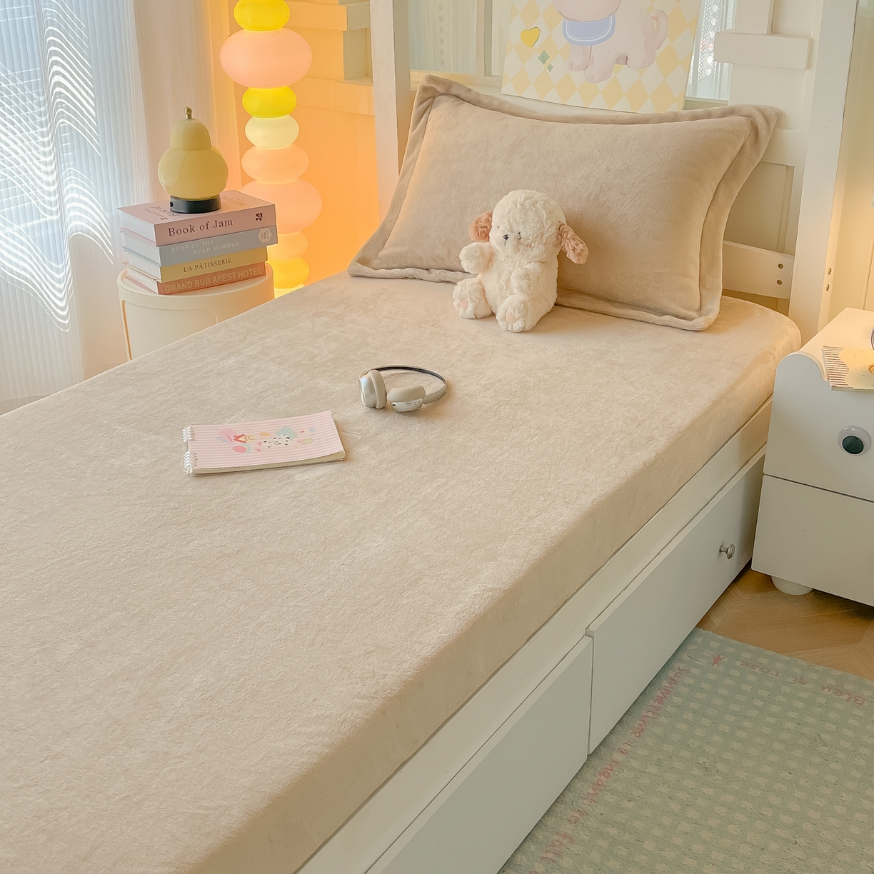 91家纺网 家纺一手货源 找家纺 多乐家纺 2025新款高克重牛奶绒学生床床笠 绒-卡其