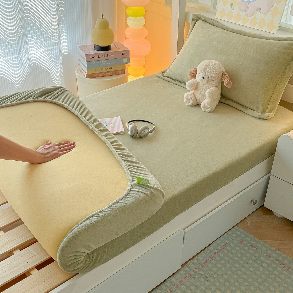 91家纺网 家纺一手货源 找家纺 多乐家纺 2025新款高克重牛奶绒学生床床笠 绒-橄榄绿