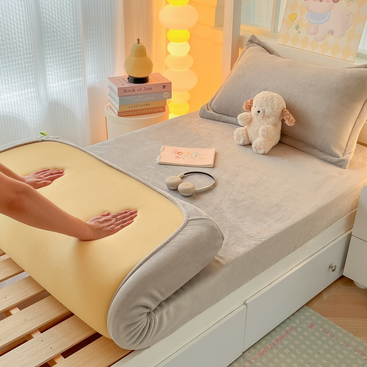 多乐家纺 2025新款高克重牛奶绒学生床床笠 绒-绅士灰