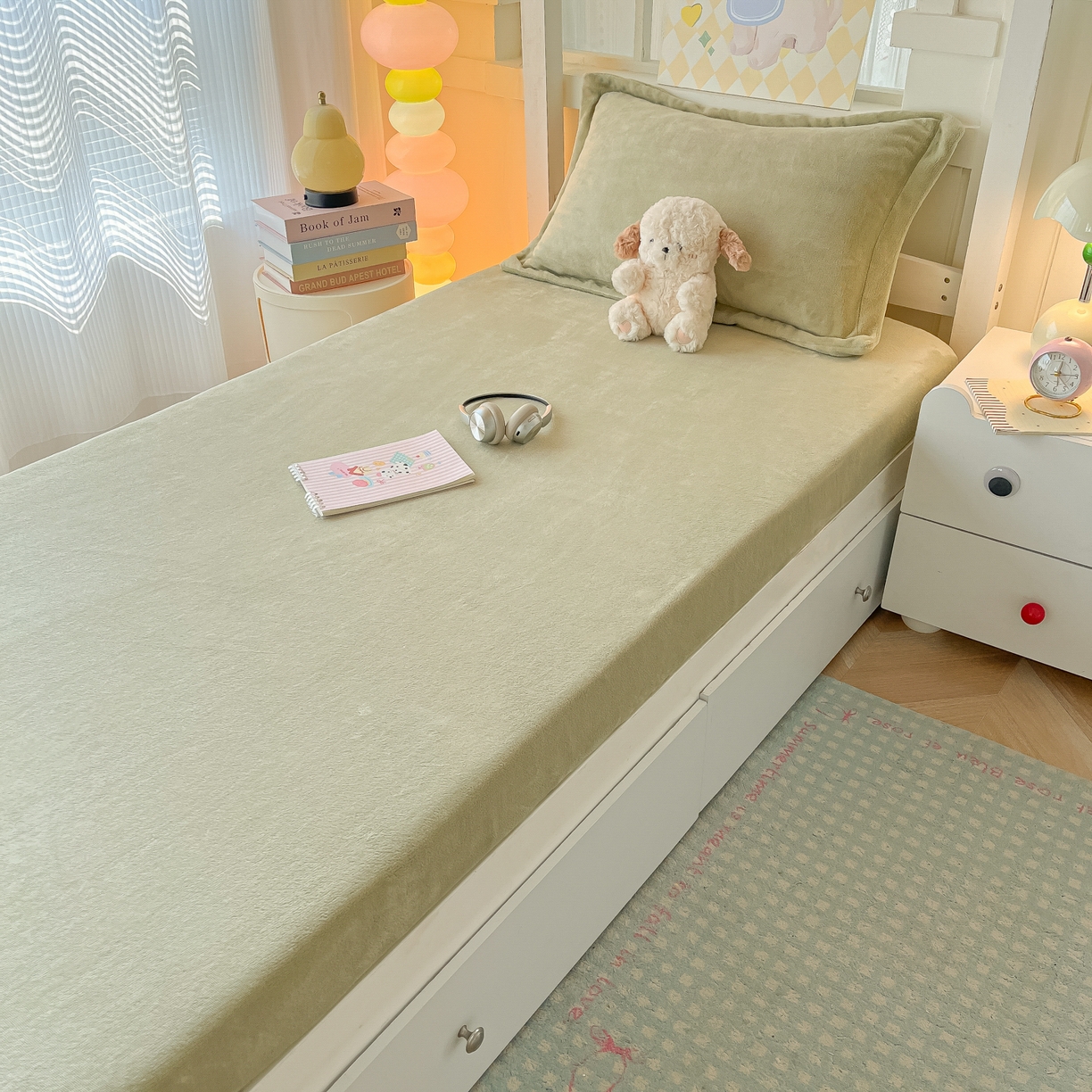 91家纺网 家纺一手货源 找家纺 多乐家纺 2025新款高克重牛奶绒学生床床笠 绒-橄榄绿