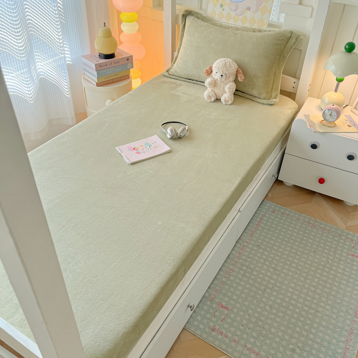 91家纺网 家纺一手货源 找家纺 多乐家纺 2025新款高克重牛奶绒学生床床笠 绒-橄榄绿