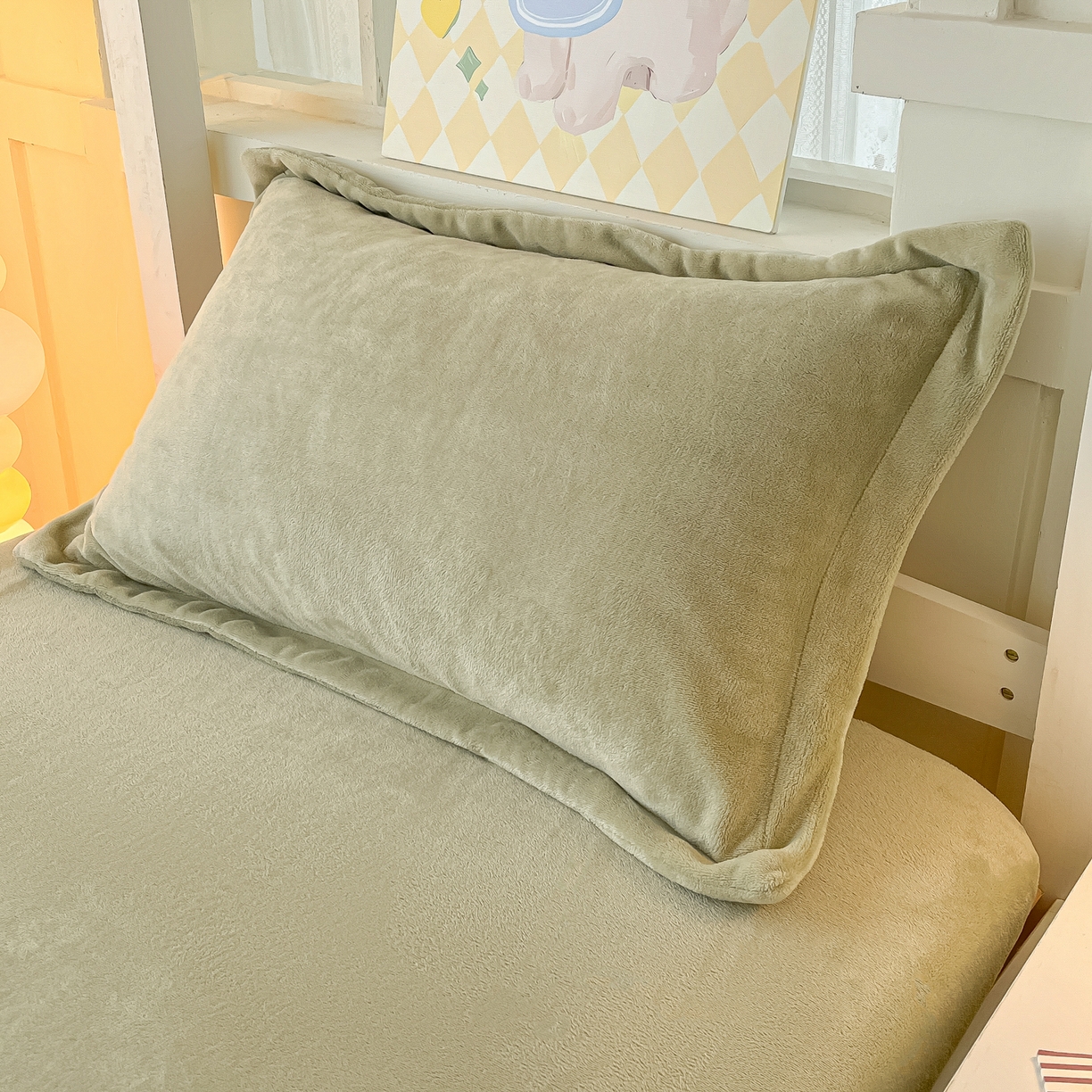 91家纺网 家纺一手货源 找家纺 多乐家纺 2025新款高克重牛奶绒学生床床笠 绒-橄榄绿