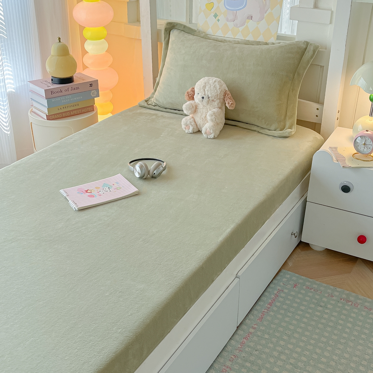 91家纺网 家纺一手货源 找家纺 多乐家纺 2025新款高克重牛奶绒学生床床笠 绒-橄榄绿