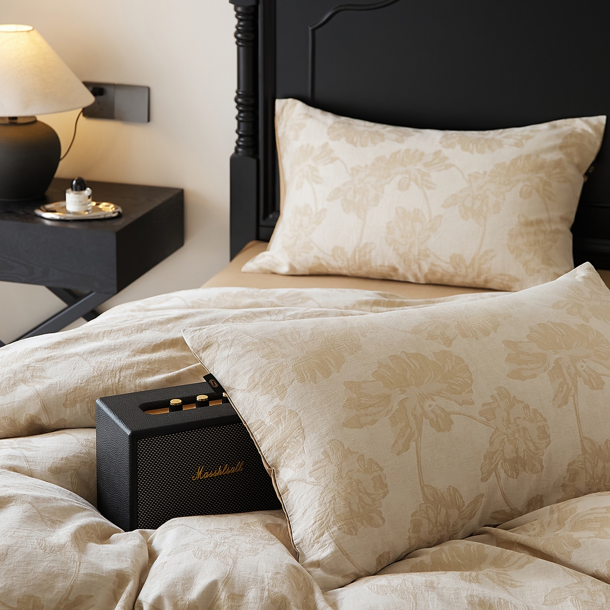 91家纺网 家纺一手货源 找家纺 禾时 2025新款全棉色织提花四件套-等风来 等风来-浅驼