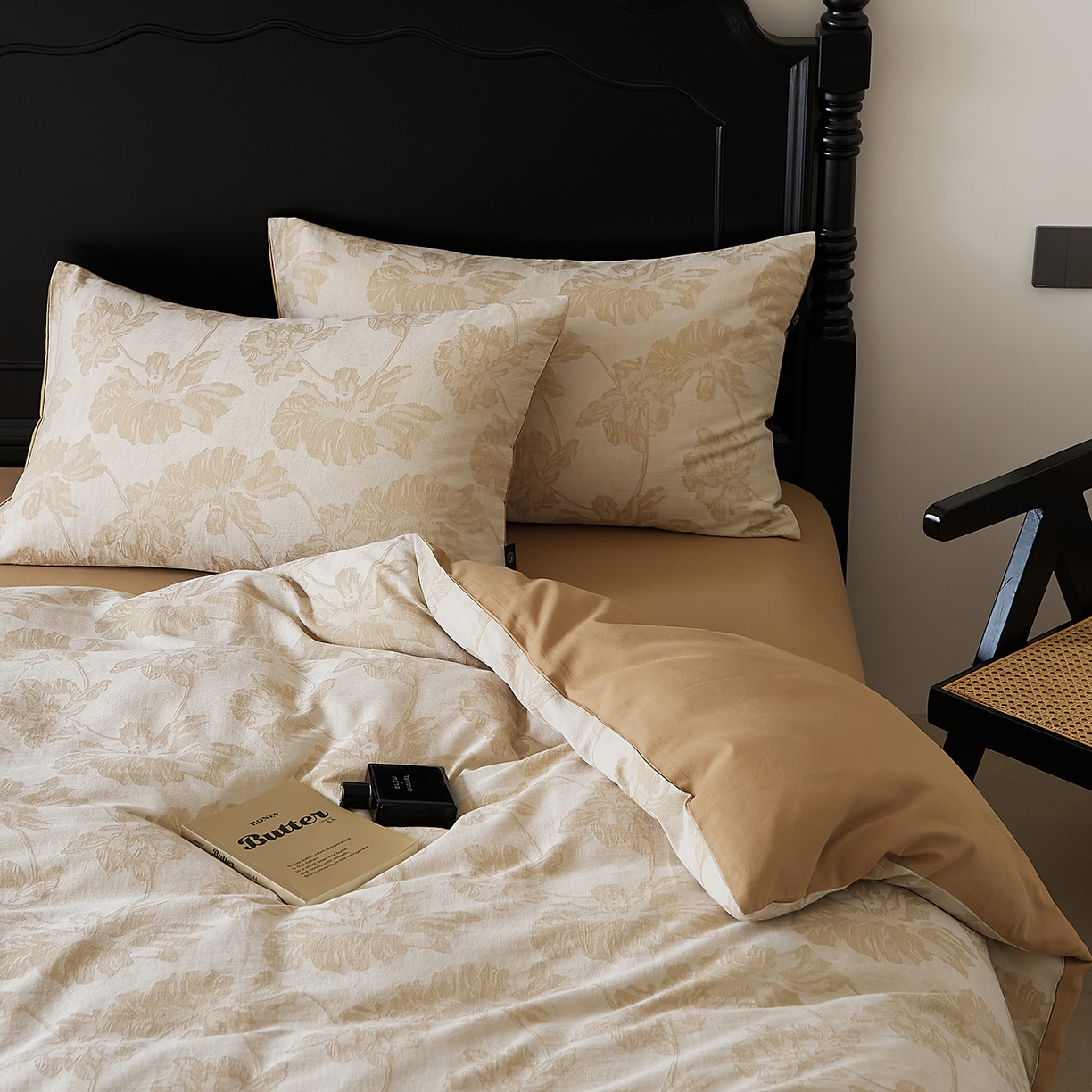 91家纺网 家纺一手货源 找家纺 禾时 2025新款全棉色织提花四件套-等风来 等风来-浅驼