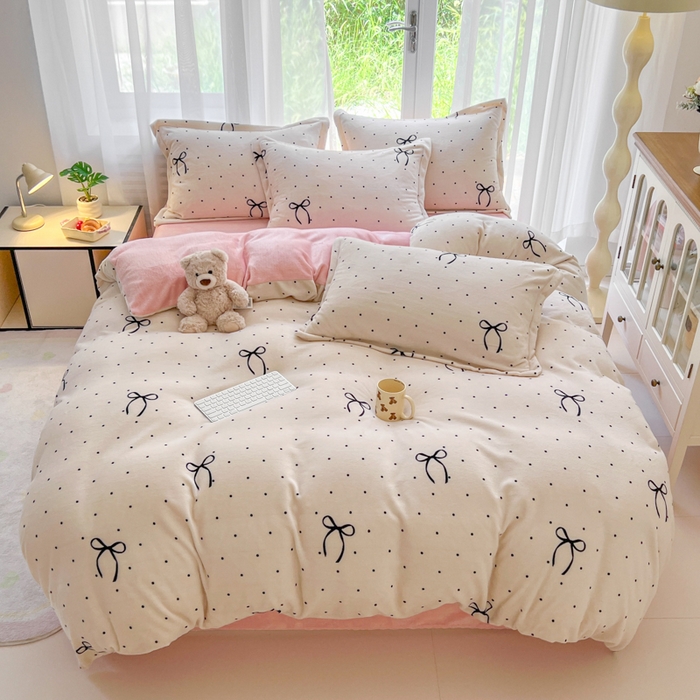 91家纺网 家纺一手货源 找家纺 （总）妖妖家纺 2025新款高克重200克牛奶绒印花四件套