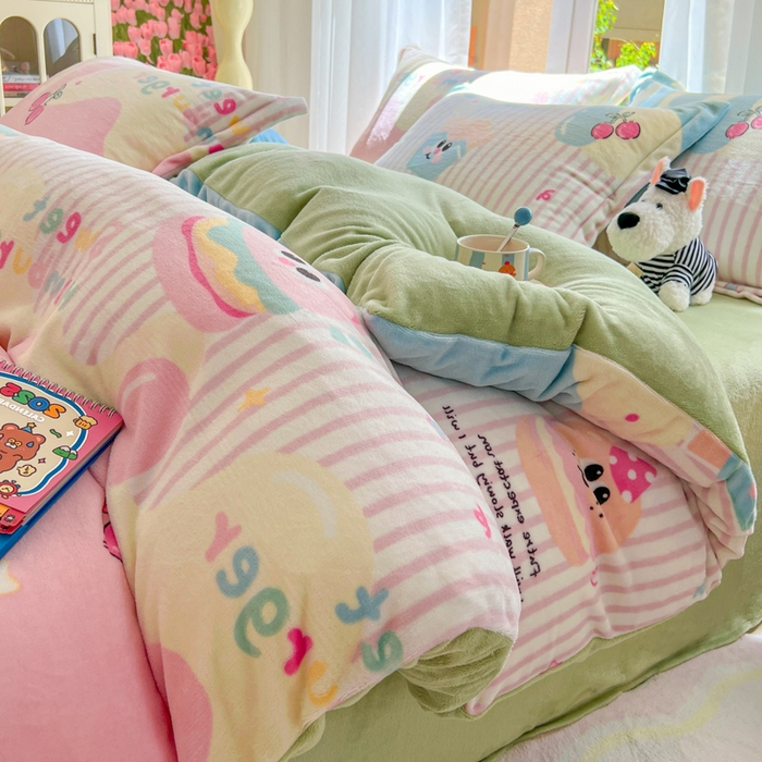 91家纺网 家纺一手货源 找家纺 （总）妖妖家纺 2025新款高克重200克牛奶绒印花四件套