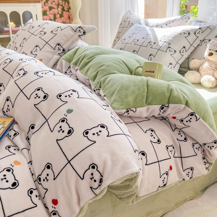 91家纺网 家纺一手货源 找家纺 （总）妖妖家纺 2025新款高克重200克牛奶绒印花四件套