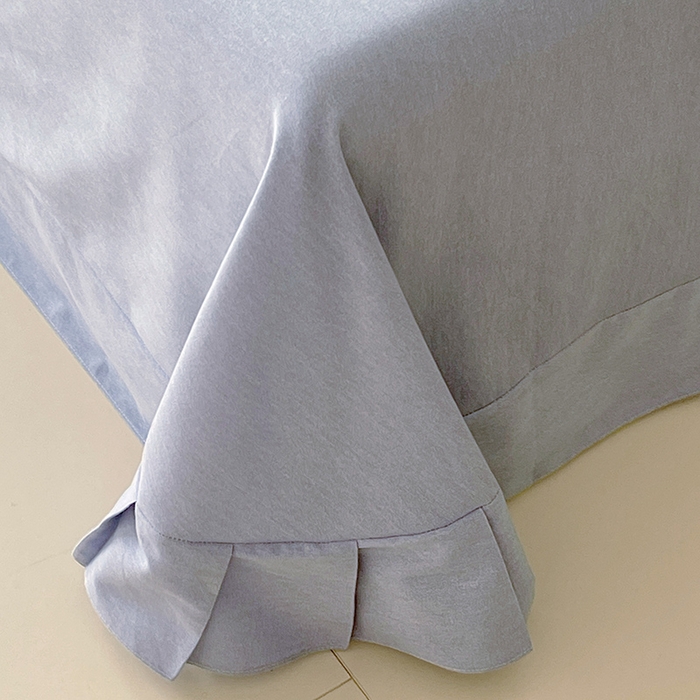 91家纺网 家纺一手货源 找家纺 梧桐树 2025新款全棉印花四件套系列-花边款 H09半岛花茶-蓝