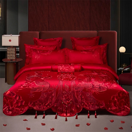 91家纺网 家纺一手货源 找家纺 （总）宏羽纺家纺 2025新款高支高密全棉提花新中式婚庆多件套