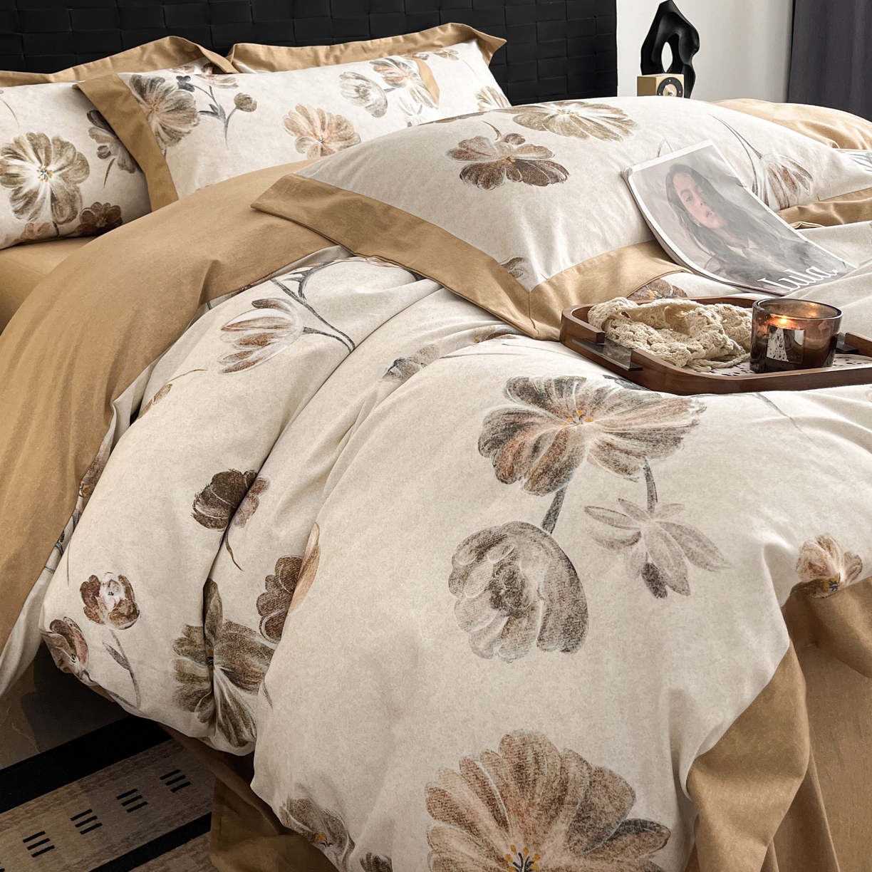 91家纺网 家纺一手货源 找家纺 （总）慕晨 2025新款全棉纯棉磨毛轻奢数码印花直播热款四件套