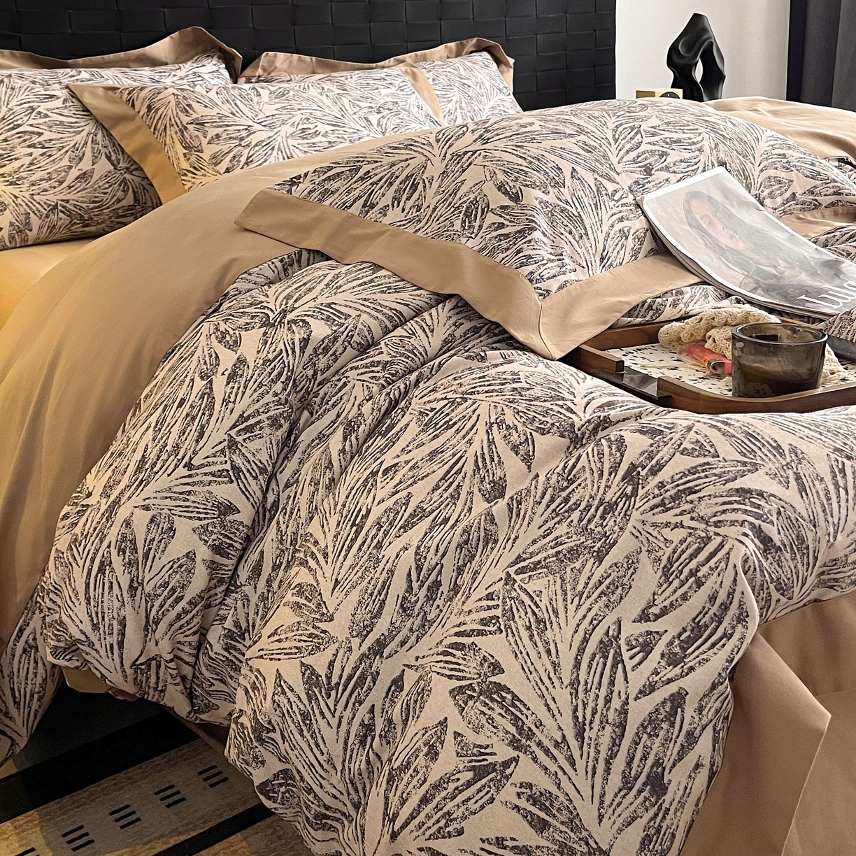 91家纺网 家纺一手货源 找家纺 （总）慕晨 2025新款全棉纯棉磨毛轻奢数码印花直播热款四件套