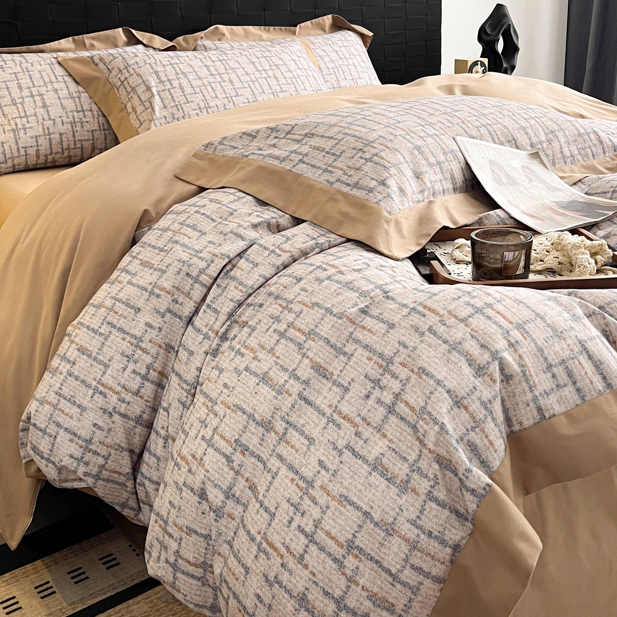 91家纺网 家纺一手货源 找家纺 （总）慕晨 2025新款全棉纯棉磨毛轻奢数码印花直播热款四件套