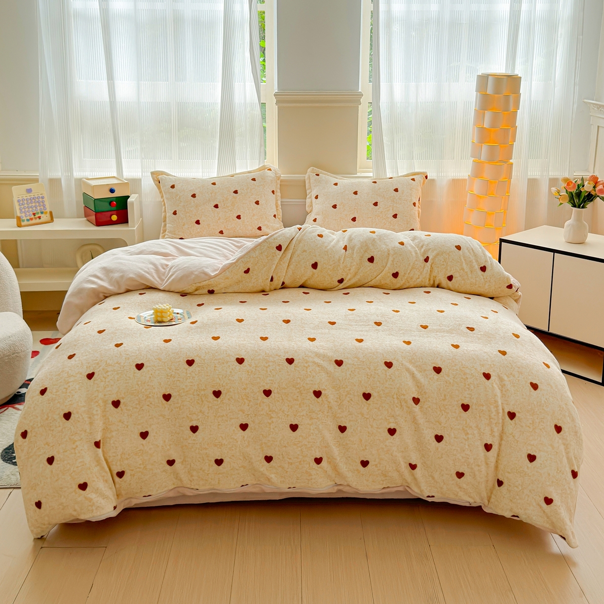 91家纺网 家纺一手货源 找家纺 绒裕家纺 2025秋冬新款230克8.5斤金貂绒牛奶绒四件套床单被套直播热款四件套 小欢喜