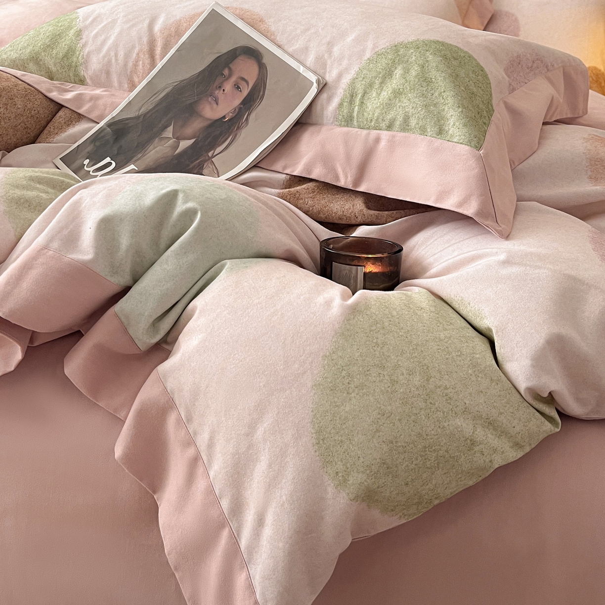 91家纺网 家纺一手货源 找家纺 慕晨 2025新款全棉纯棉磨毛轻奢数码印花直播热款四件套 爱你