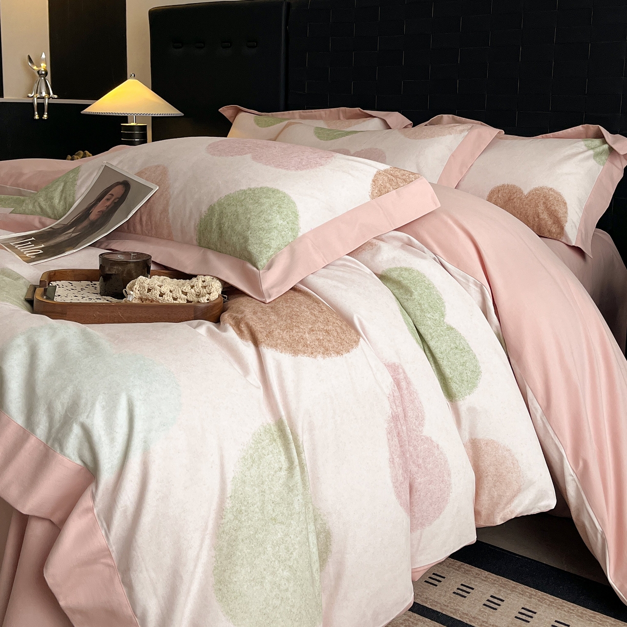 91家纺网 家纺一手货源 找家纺 慕晨 2025新款全棉纯棉磨毛轻奢数码印花直播热款四件套 爱你