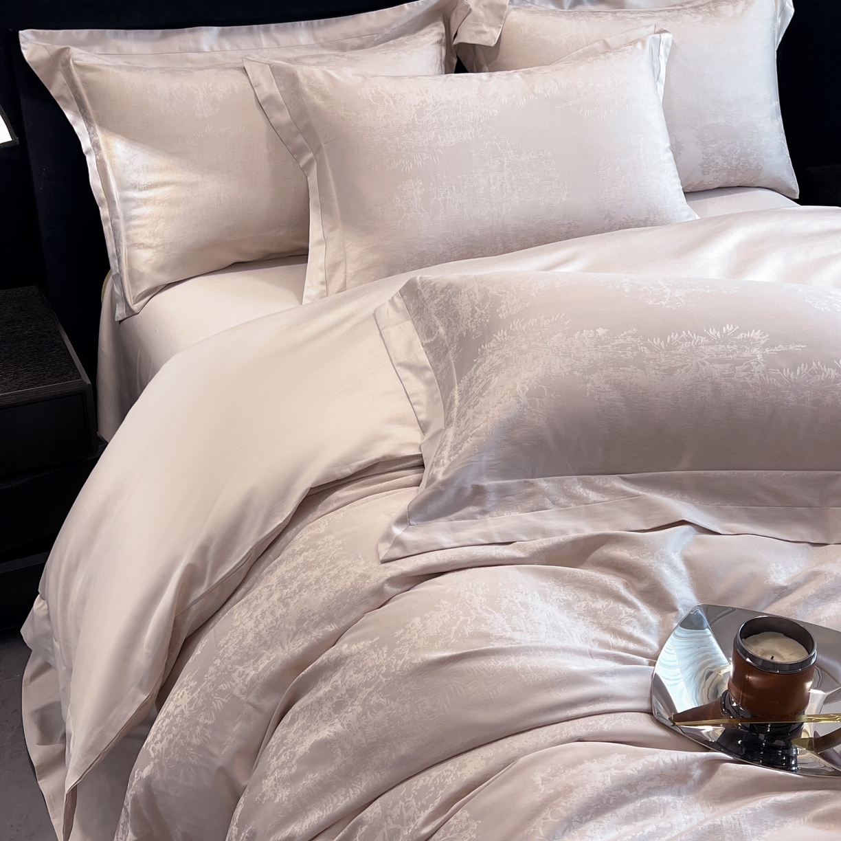 91家纺网 家纺一手货源 找家纺 （总）花时间 2025新款A类长绒棉全棉纯棉宽边提花四件套-赫本