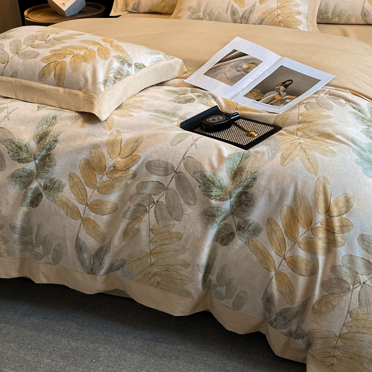 91家纺网 家纺一手货源 找家纺 慕晨 2025新款全棉纯棉磨毛轻奢数码印花直播热款四件套 春派