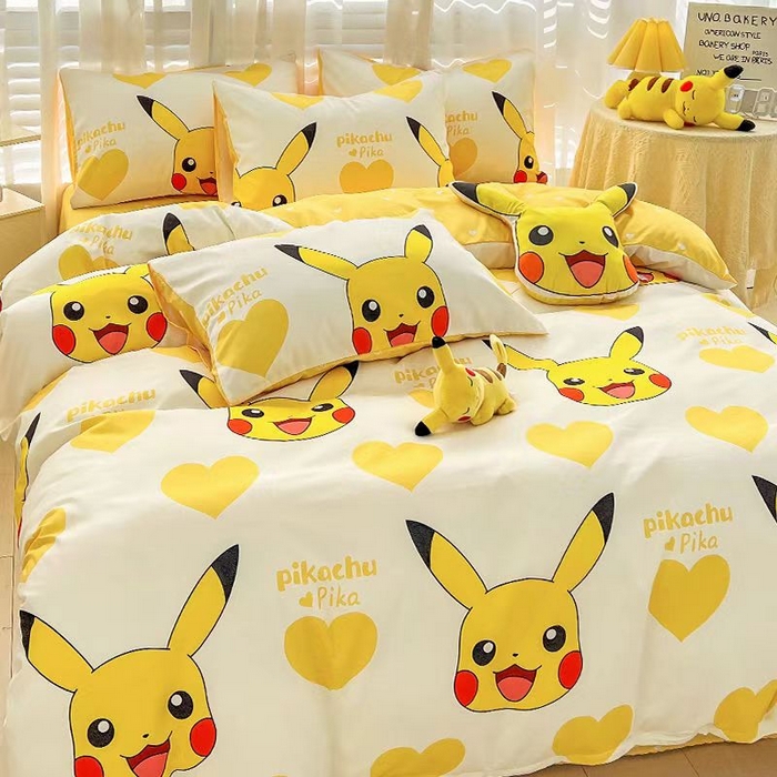 91家纺网 家纺一手货源 找家纺 绒裕家纺 2025秋冬新款230克8.5斤金貂绒牛奶绒四件套床单被套直播热款四件套 欢乐皮卡丘