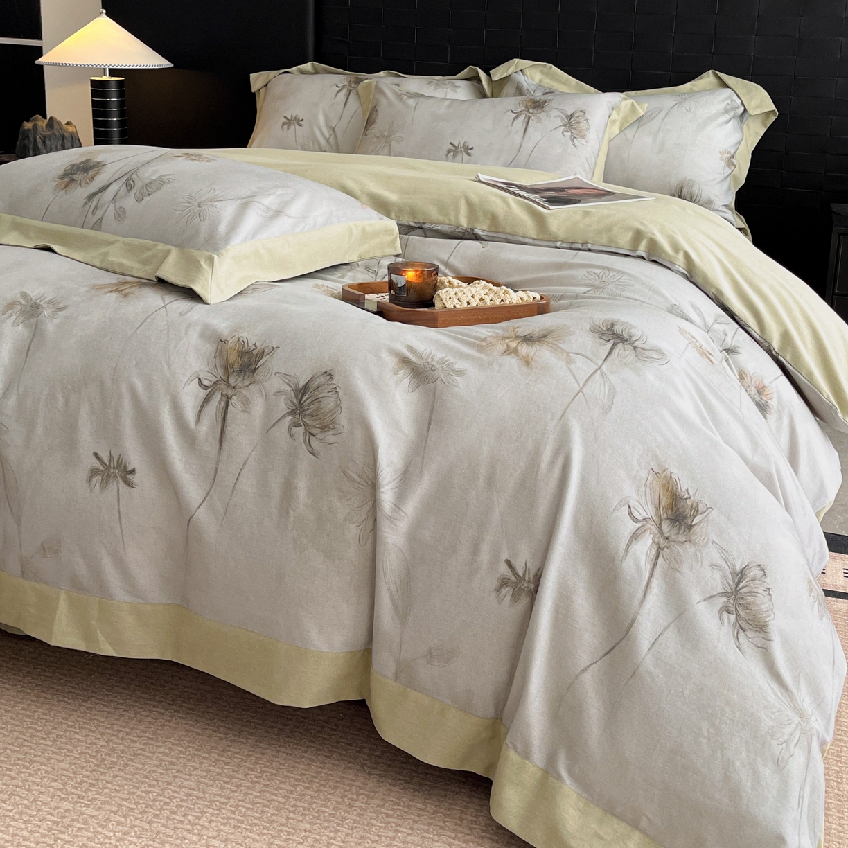 91家纺网 家纺一手货源 找家纺 慕晨 2025新款全棉纯棉磨毛轻奢数码印花直播热款四件套 婚秋集