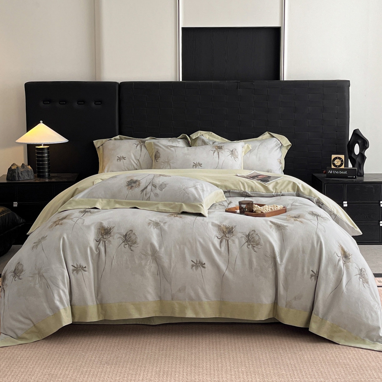 91家纺网 家纺一手货源 找家纺 慕晨 2025新款全棉纯棉磨毛轻奢数码印花直播热款四件套 婚秋集