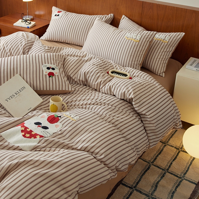 91家纺网 家纺一手货源 找家纺 （总）安莱生活 2025新款A类毛巾绣全棉磨毛四件套-德瑞拉