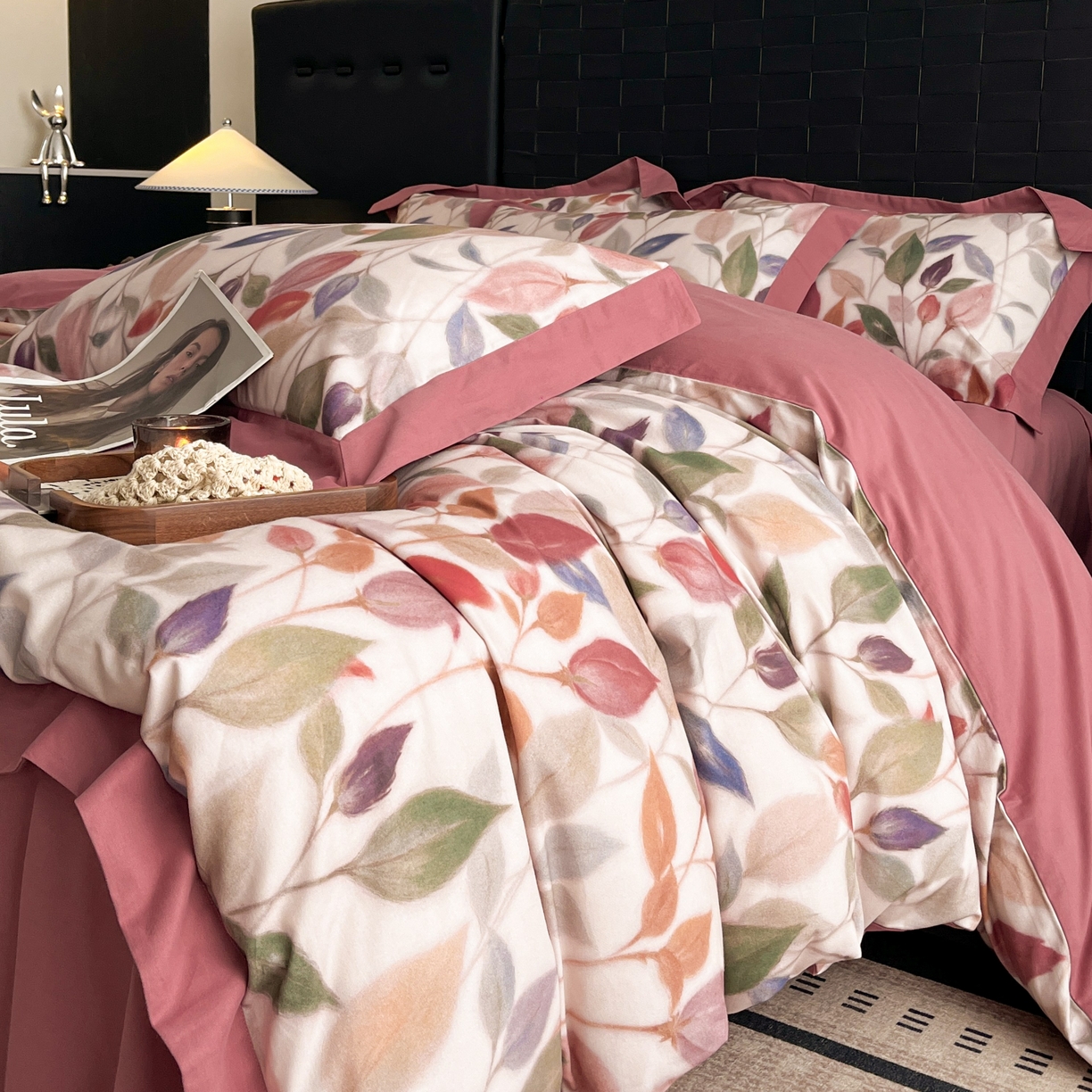 91家纺网 家纺一手货源 找家纺 慕晨 2025新款全棉纯棉磨毛轻奢数码印花直播热款四件套 景秋