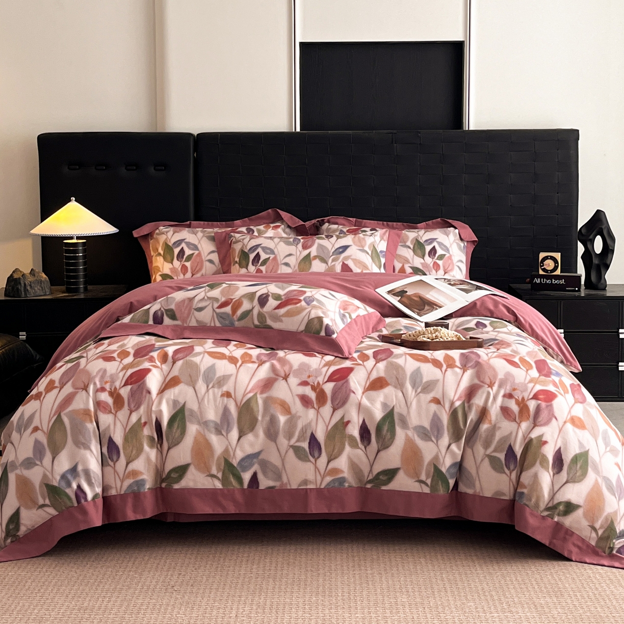 91家纺网 家纺一手货源 找家纺 慕晨 2025新款全棉纯棉磨毛轻奢数码印花直播热款四件套 景秋