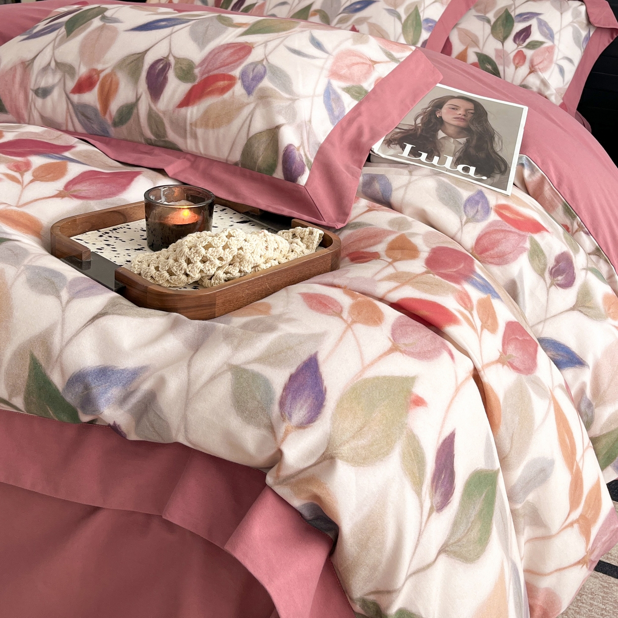 91家纺网 家纺一手货源 找家纺 慕晨 2025新款全棉纯棉磨毛轻奢数码印花直播热款四件套 景秋