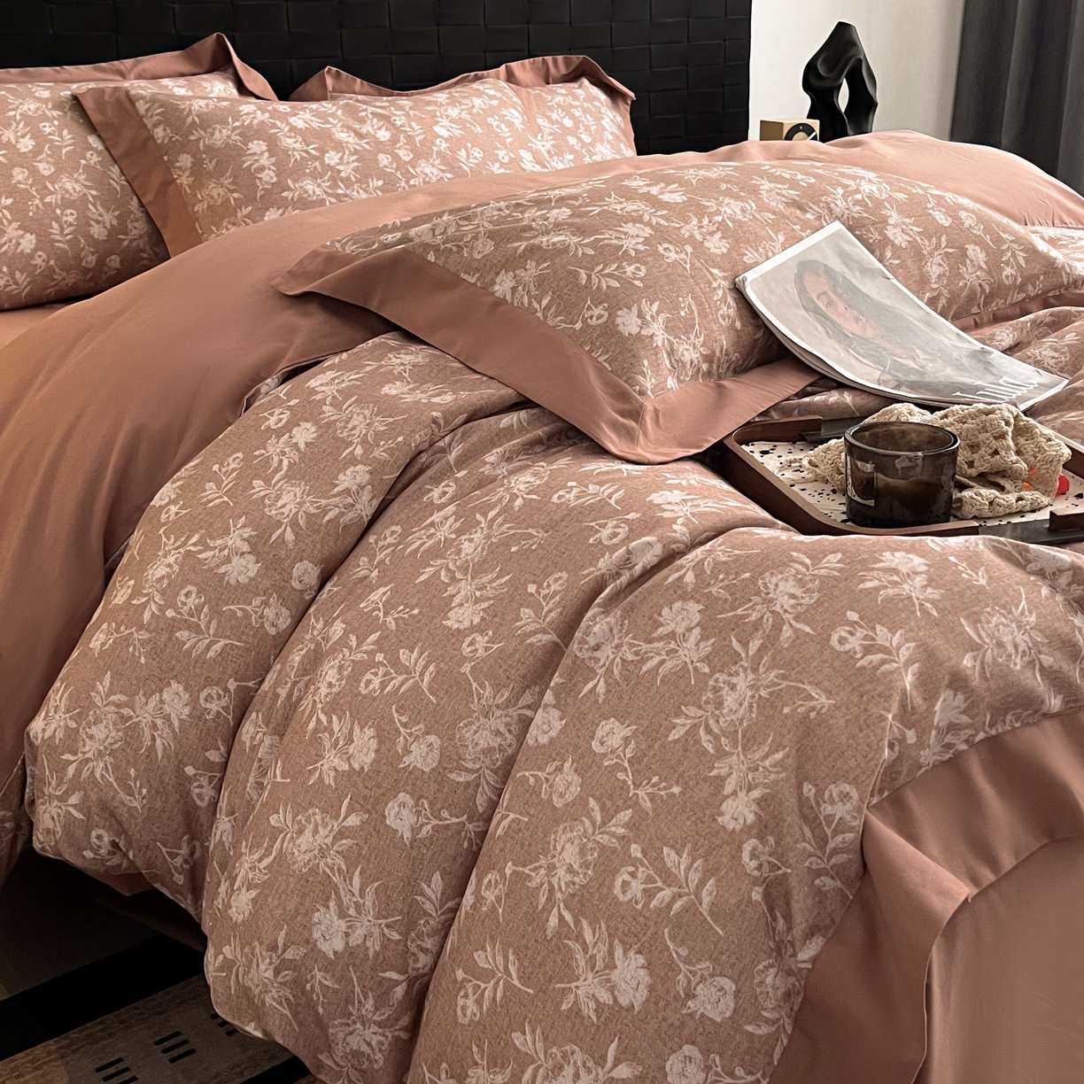 慕晨 2025新款全棉纯棉磨毛轻奢数码印花直播热款四件套 兰序