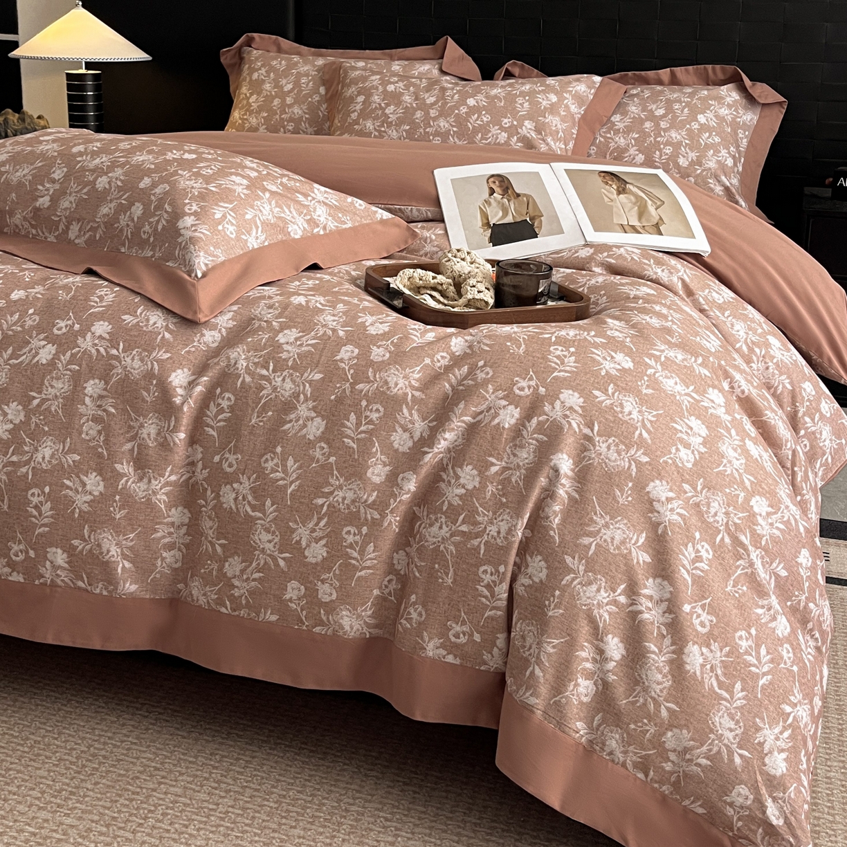 91家纺网 家纺一手货源 找家纺 慕晨 2025新款全棉纯棉磨毛轻奢数码印花直播热款四件套 兰序