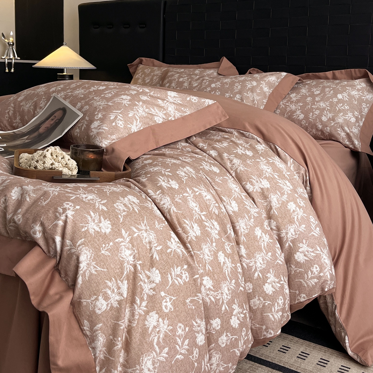 91家纺网 家纺一手货源 找家纺 慕晨 2025新款全棉纯棉磨毛轻奢数码印花直播热款四件套 兰序