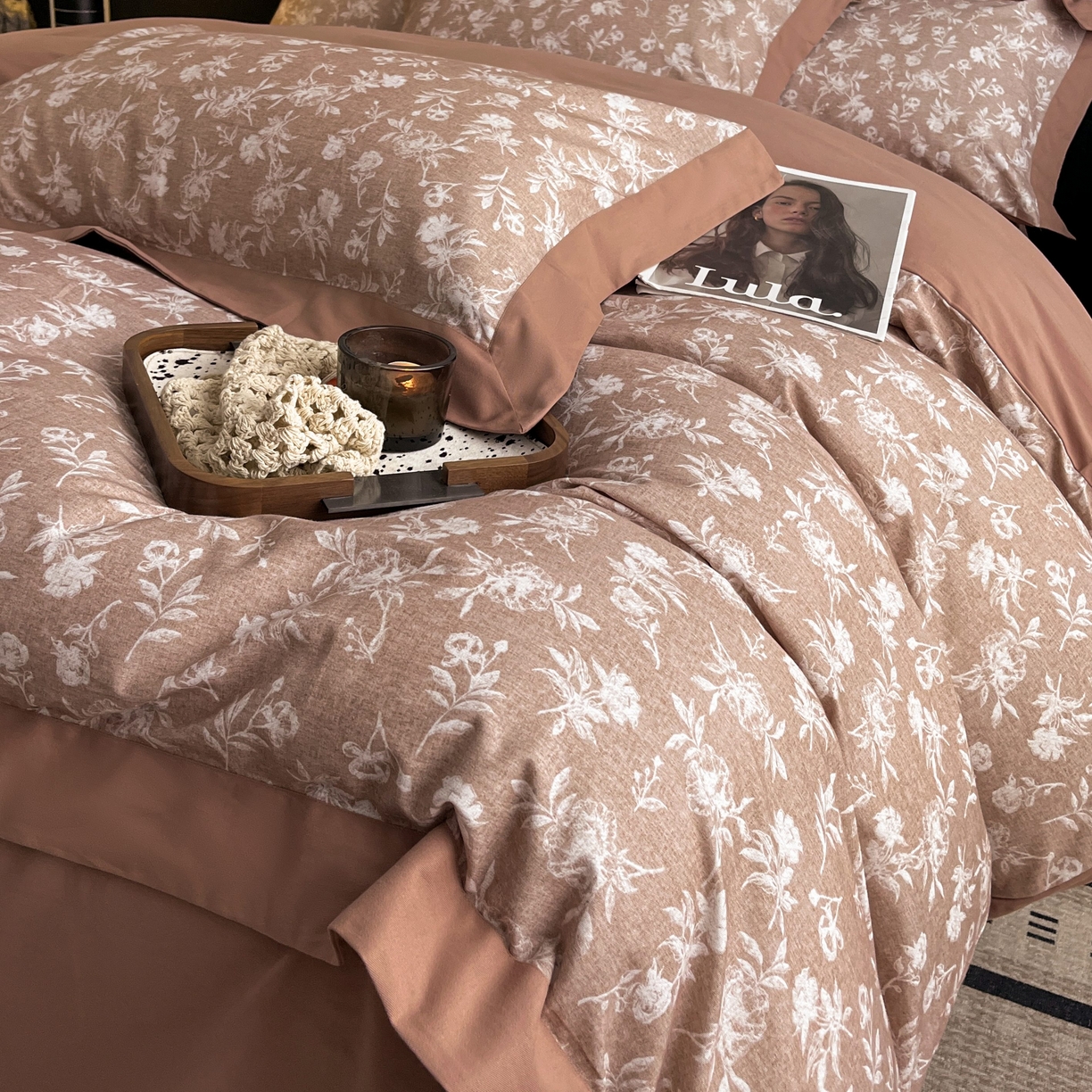 91家纺网 家纺一手货源 找家纺 慕晨 2025新款全棉纯棉磨毛轻奢数码印花直播热款四件套 兰序