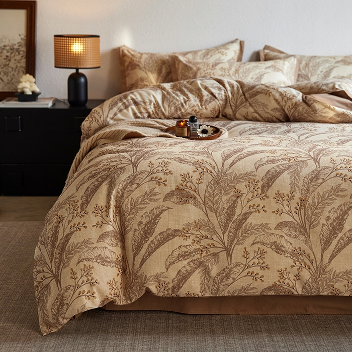 91家纺网 家纺一手货源 找家纺 （总）安莱生活 2025新款全棉拼角印花磨毛四件套-花卉系列