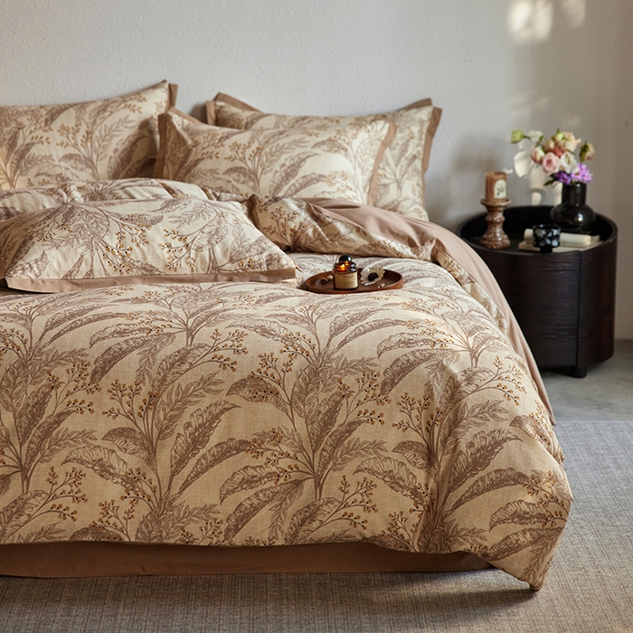 91家纺网 家纺一手货源 找家纺 （总）安莱生活 2025新款全棉拼角印花磨毛四件套-花卉系列